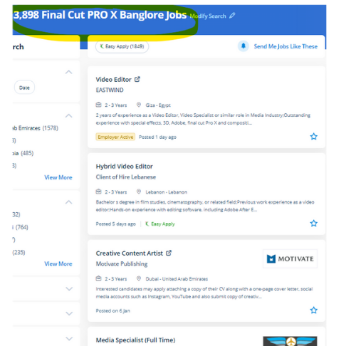 Final Cut Pro X internship jobs in Indore