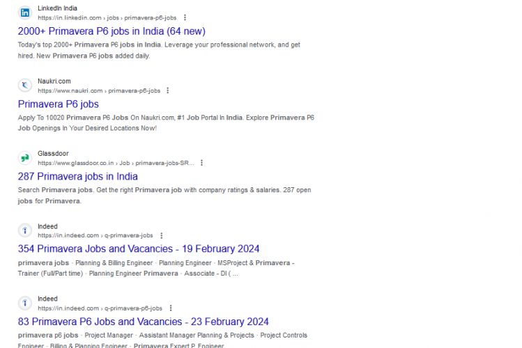 Primavera internship jobs in Mangaluru