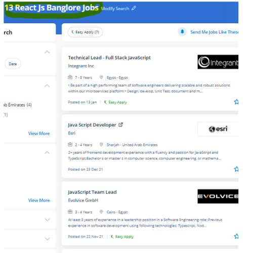 React JS internship jobs in Mangaluru