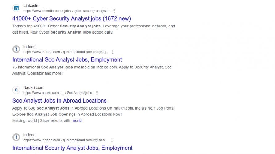 SOC Analyst internship jobs in Coimbatore